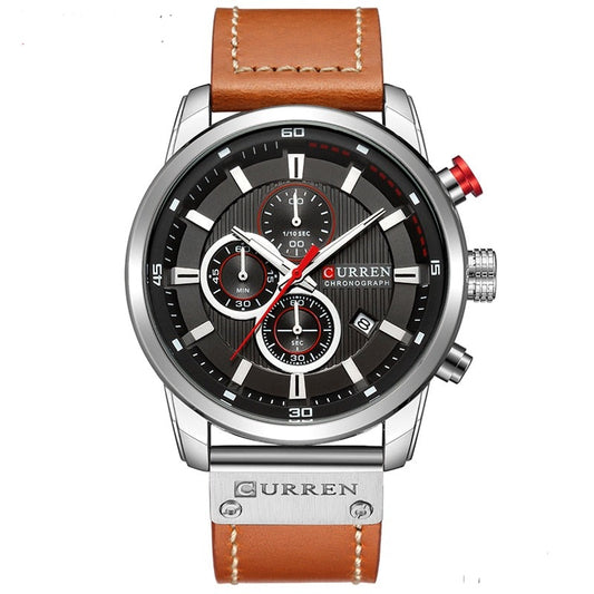 Relógio Pulseira de couro Masculino Sport Curren