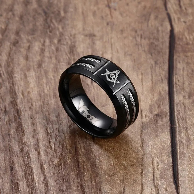 ANEL MASCULINO DA MAÇONARIA EM AÇO INOXIDÁVEL316L