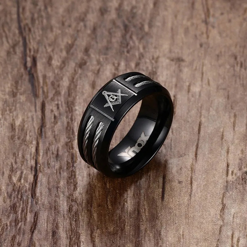 ANEL MASCULINO DA MAÇONARIA EM AÇO INOXIDÁVEL316L