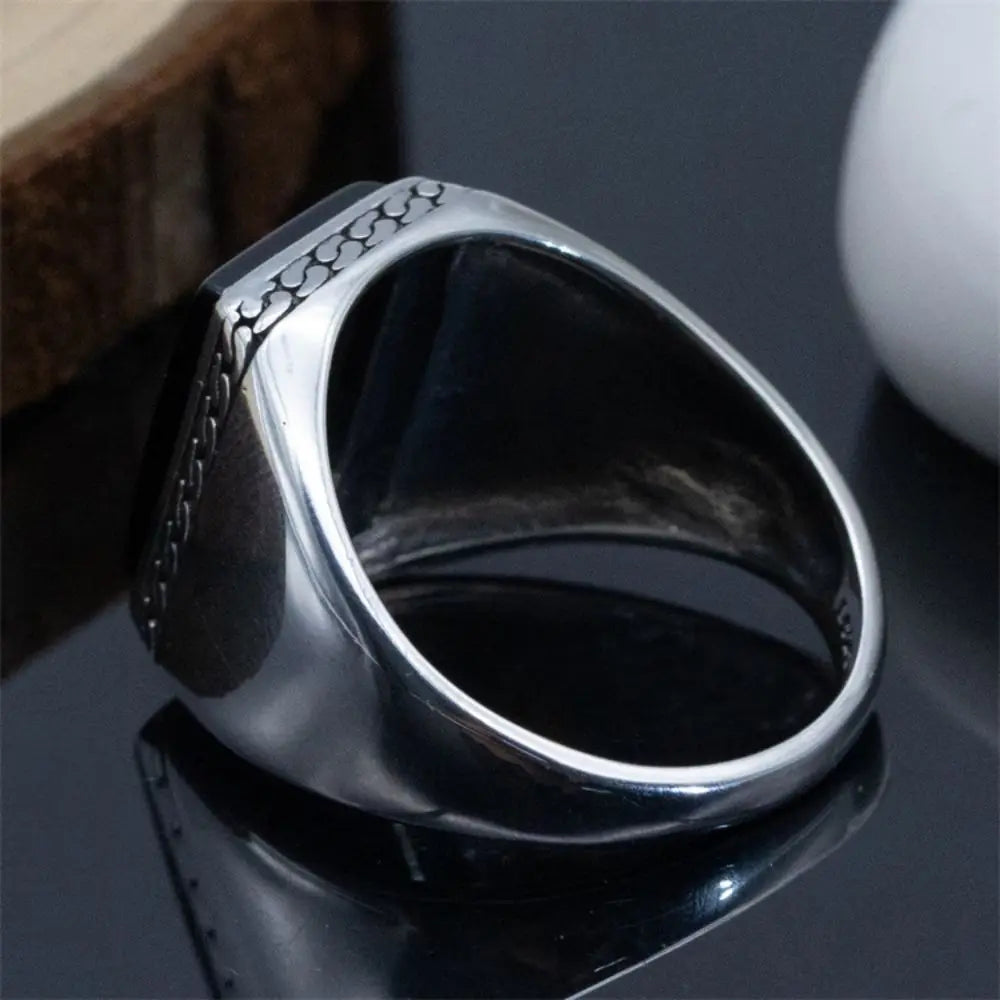ANEL MASCULINO TURCO EM PRATA 925 PEDRA ÁGATA