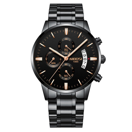 Relógio pulseira de aço Unisex Luxo NIBOSI 2309