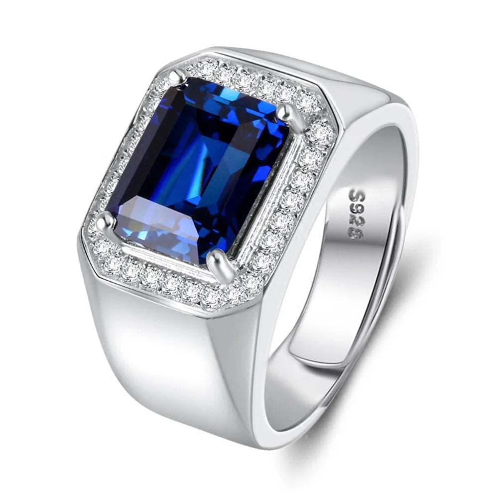 ANEL MISTER EM PRATA ESTERLINA 925 COM PEDRA AZUL