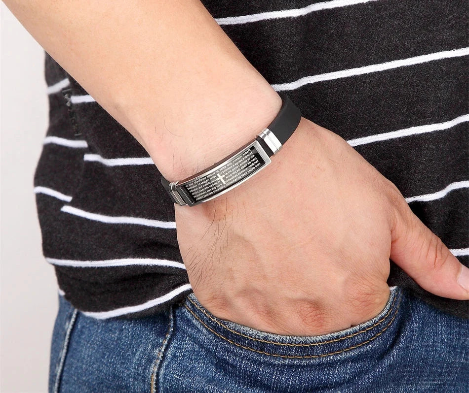 PULSEIRA DE SILICONE ORAÇÃO BÍBLICA PAI NOSSO