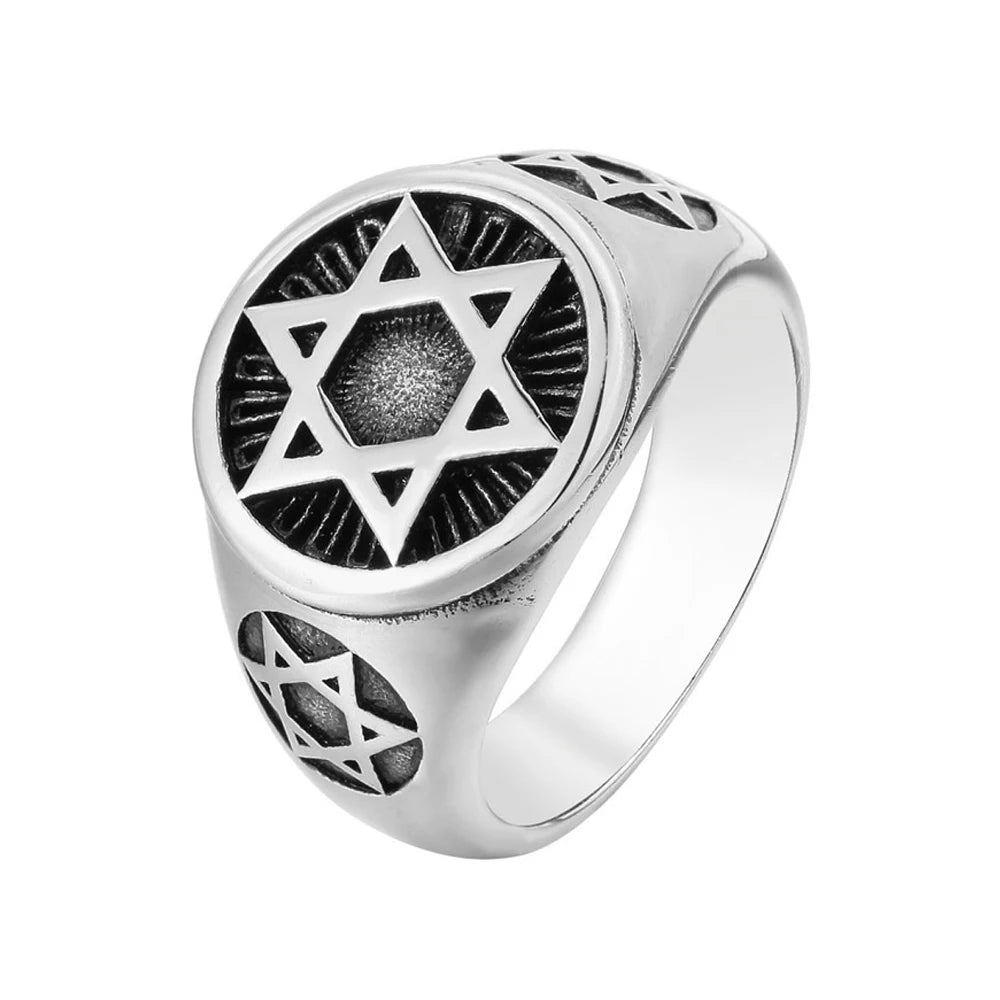 ANEL EM AÇO INOXIDÁVEL ESTRELA DE DAVID