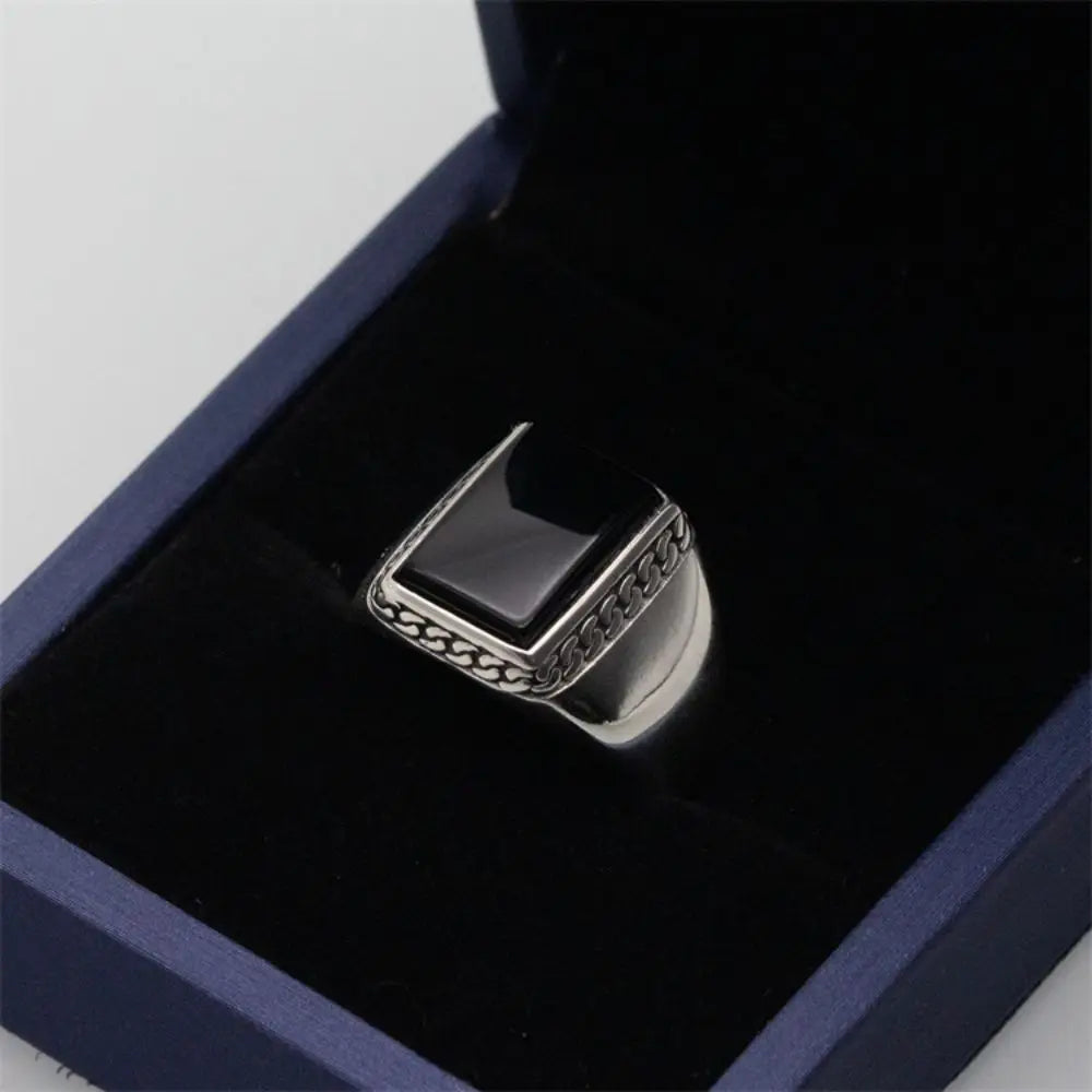 ANEL MASCULINO TURCO EM PRATA 925 PEDRA ÁGATA