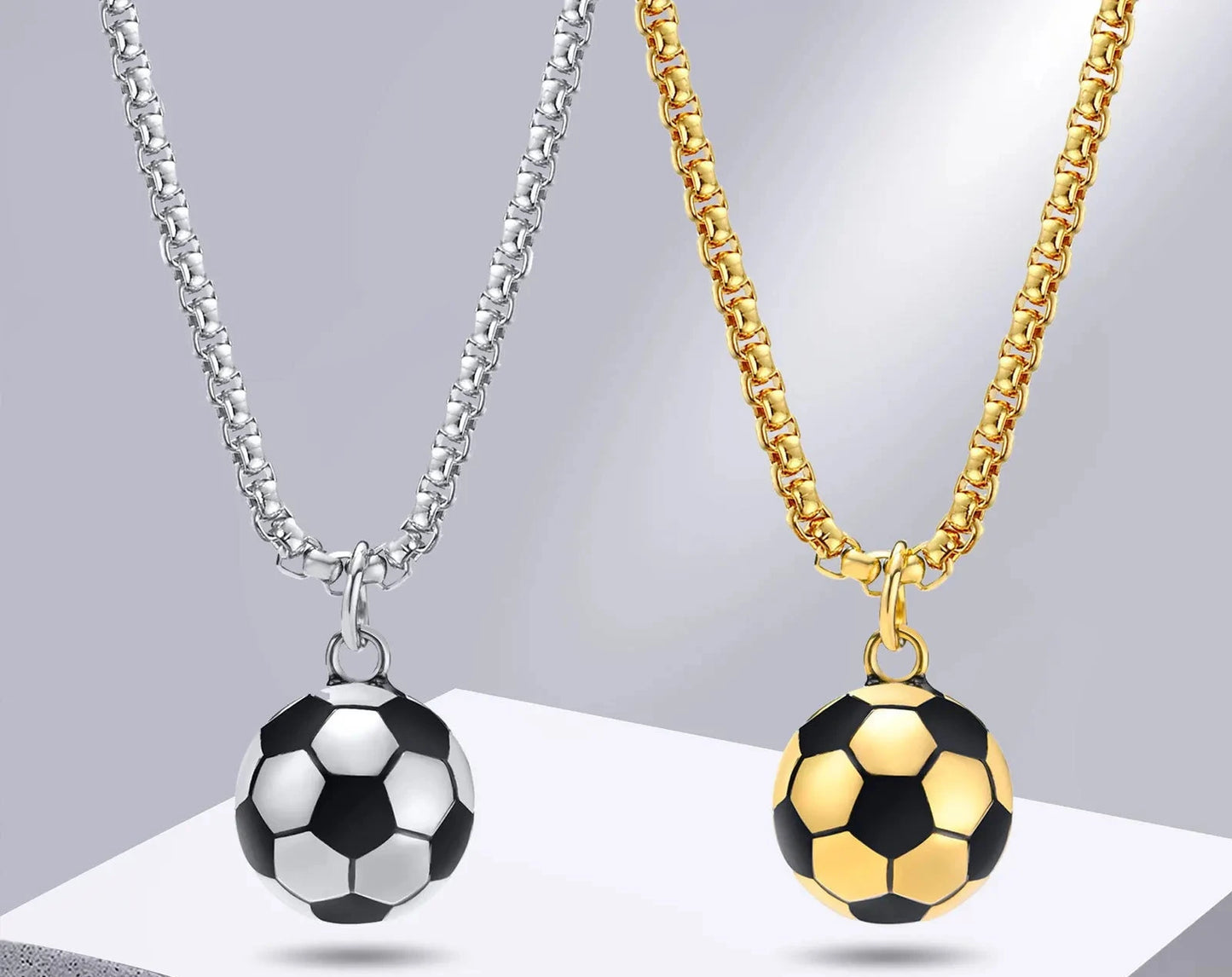 COLAR MASCULINO FUTEBOL 3D EM AÇO INOXIDÁVEL