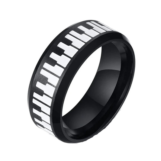 ANEL UNISEX PIANO EM AÇO INOXIDÁVEL