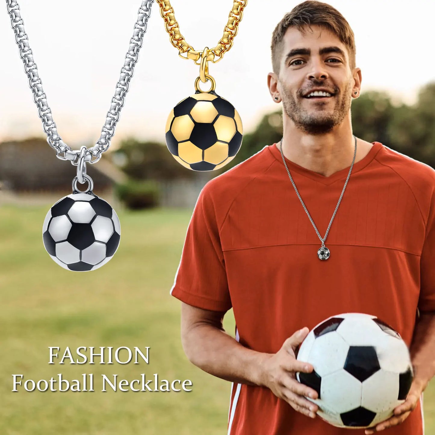 COLAR MASCULINO FUTEBOL 3D EM AÇO INOXIDÁVEL
