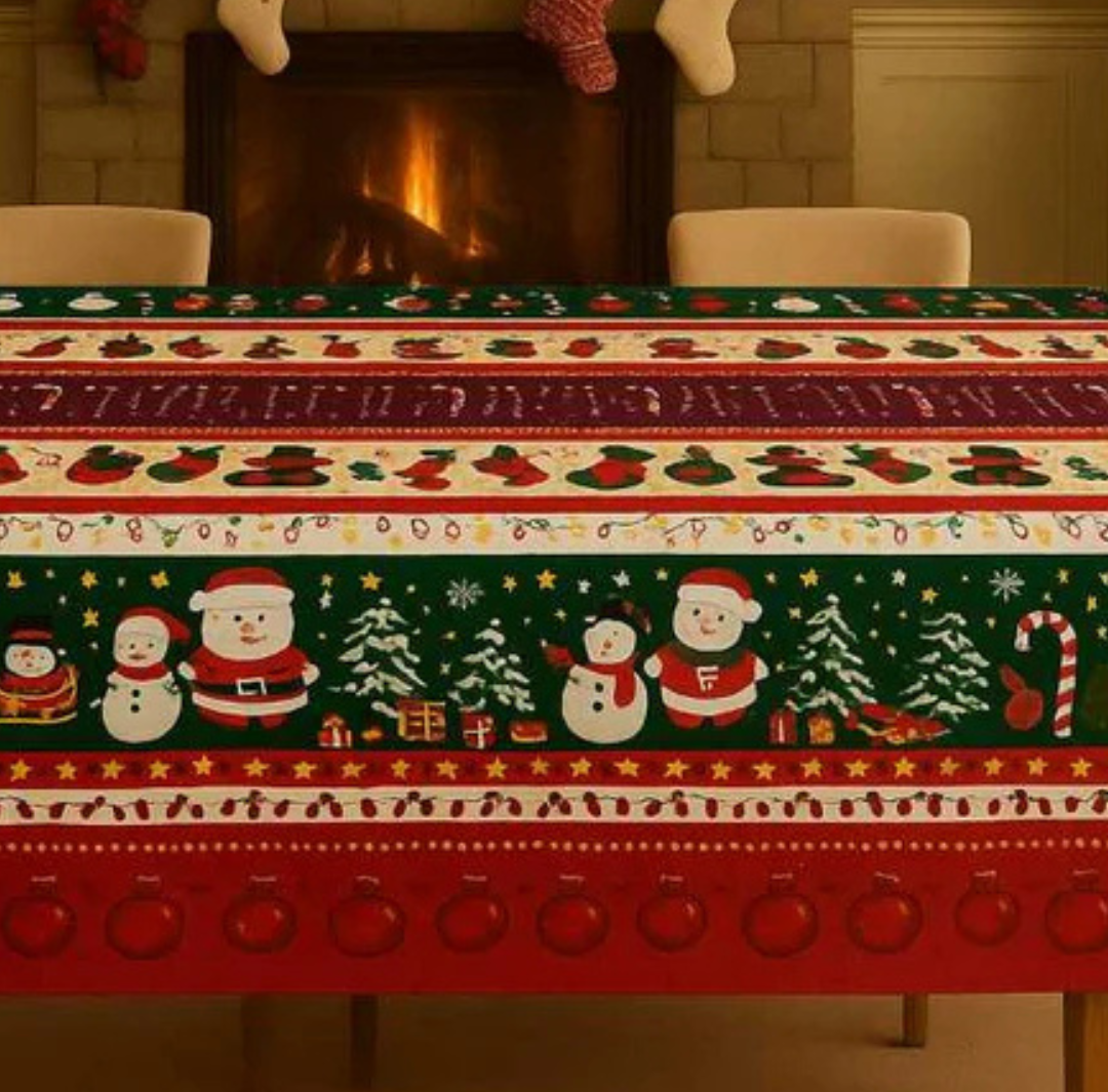 TOALHA DE MESA NATALINA EM OXFORD-VÁRIAS CORES