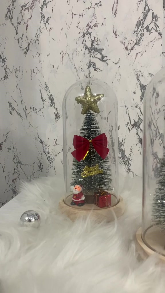 Mini Árvore de Natal Enfeitada Luxo Em Cúpula Com Led