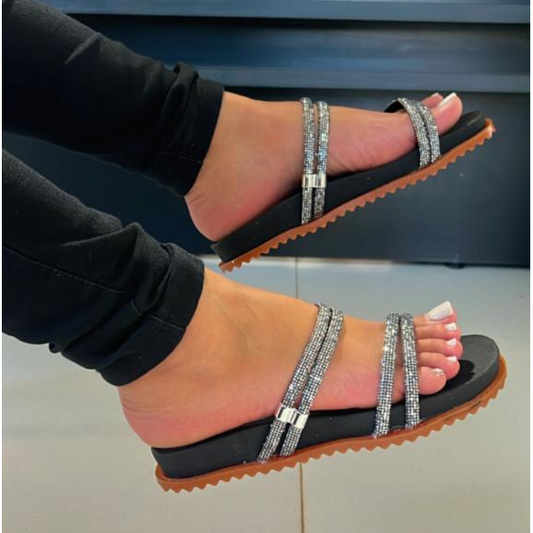 SANDÁLIA PAPETE COM TIRAS EM GLITTER