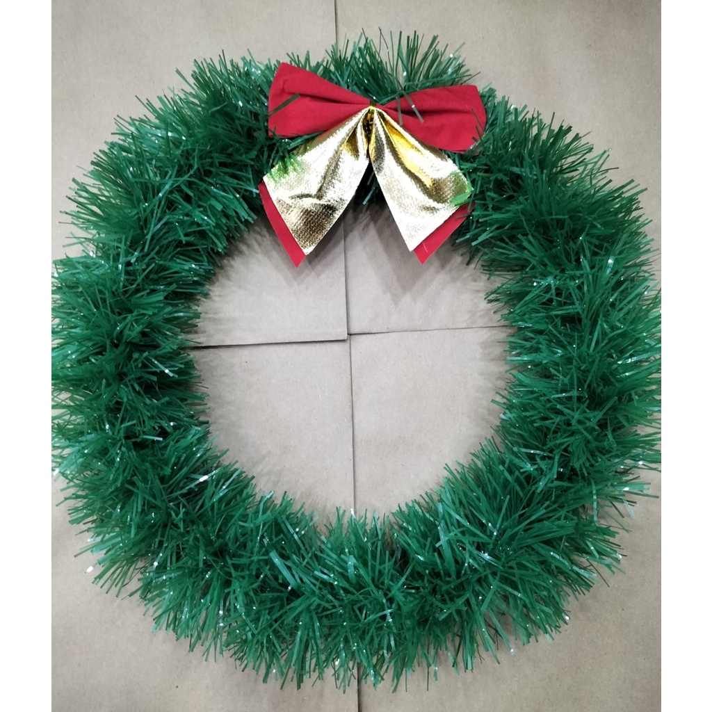 Guirlanda De Natal Enfeite Com Laço Vermelho Para Porta 25~35cm Nevada