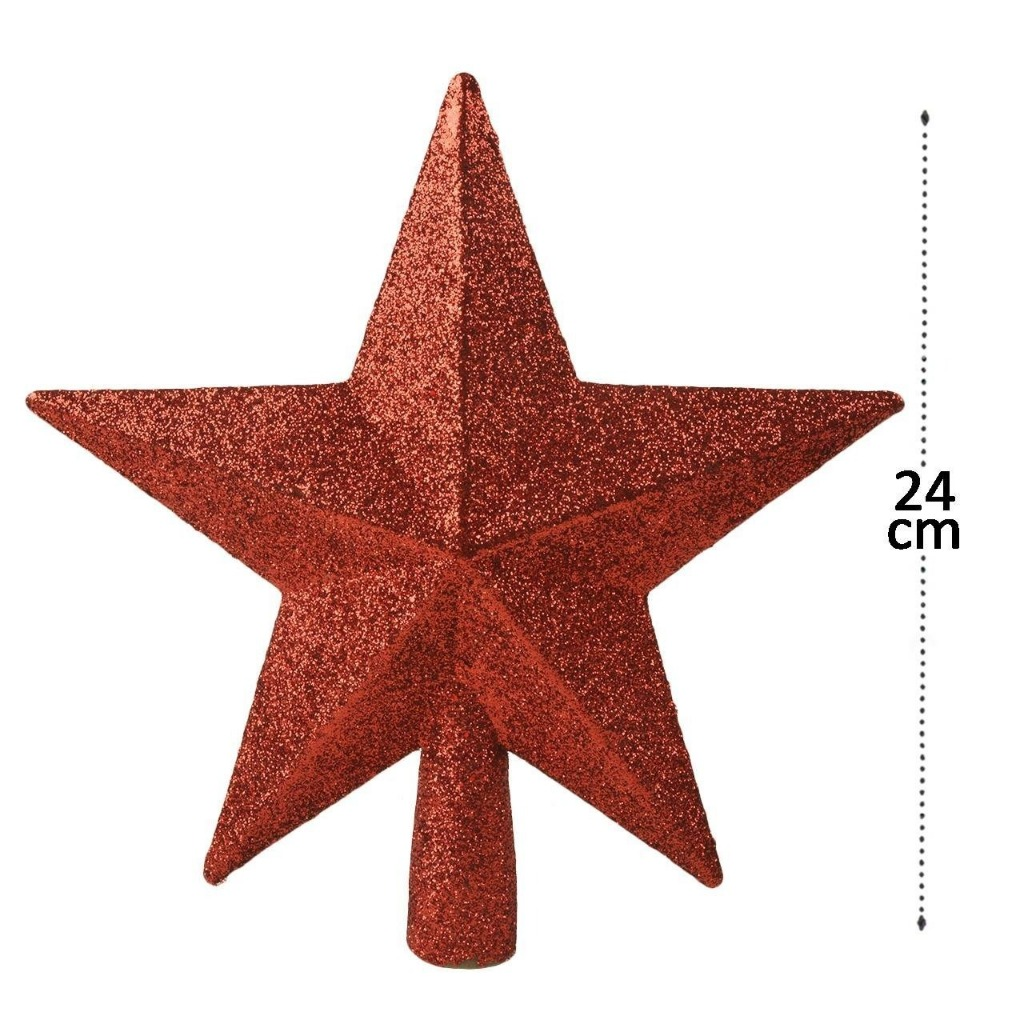 Estrela Ponteira com Glitter Árvore de Natal 15cm/20cm- Enfeite Natalino