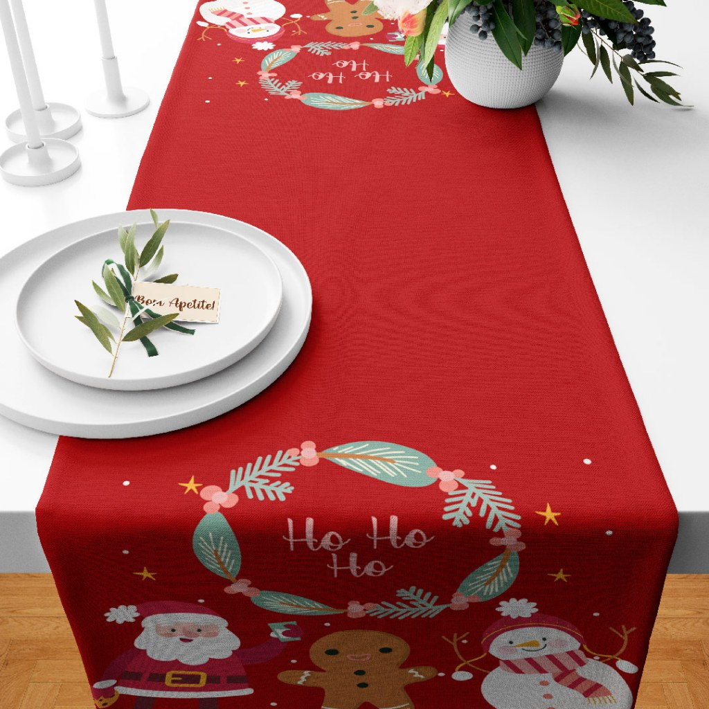 Trilho Caminho de Mesa Natalino Decorativo Feliz Natal 110x35cm ENVIO RÁPIDO e FABRICAÇÃO PRÓPRIA!