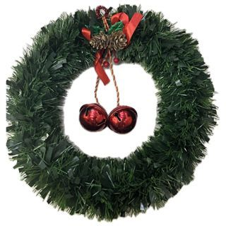 Guirlanda De Natal Enfeite Com Laço Vermelho Para Porta 25~35cm Nevada