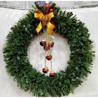 Guirlanda De Natal Enfeite Com Laço Vermelho Para Porta 25~35cm Nevada