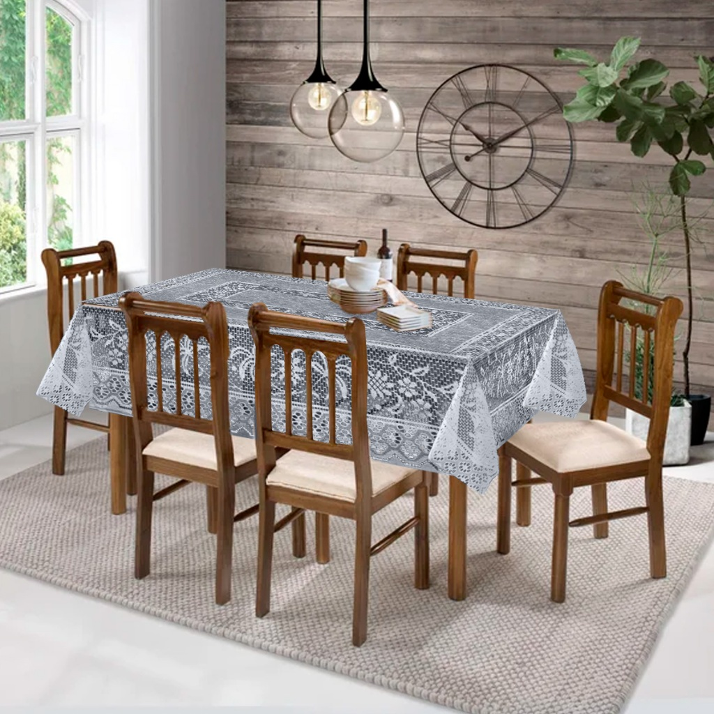 Toalha De Mesa Renda 6 Lugares Branca Coqueiro 1,60x2,00cm Retangular