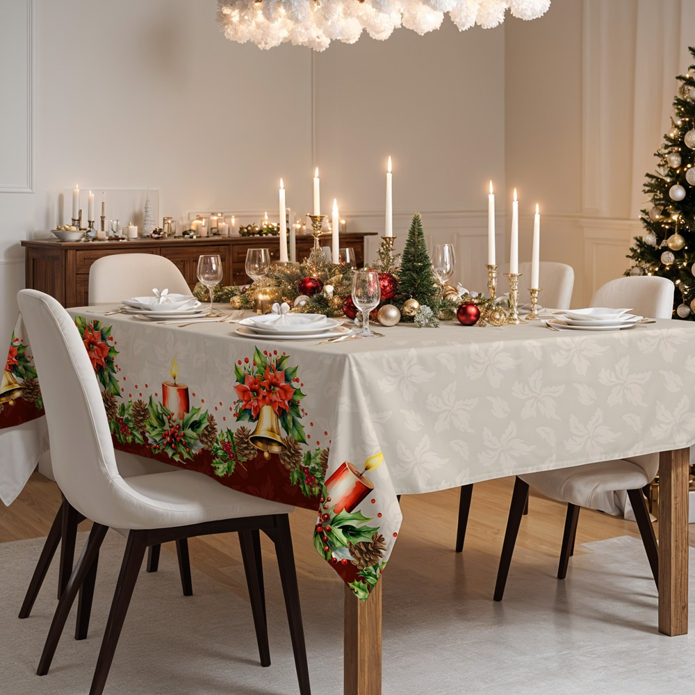 toalha mesa termica pvc impermeavel natal 2,00x1,40 6 lugares