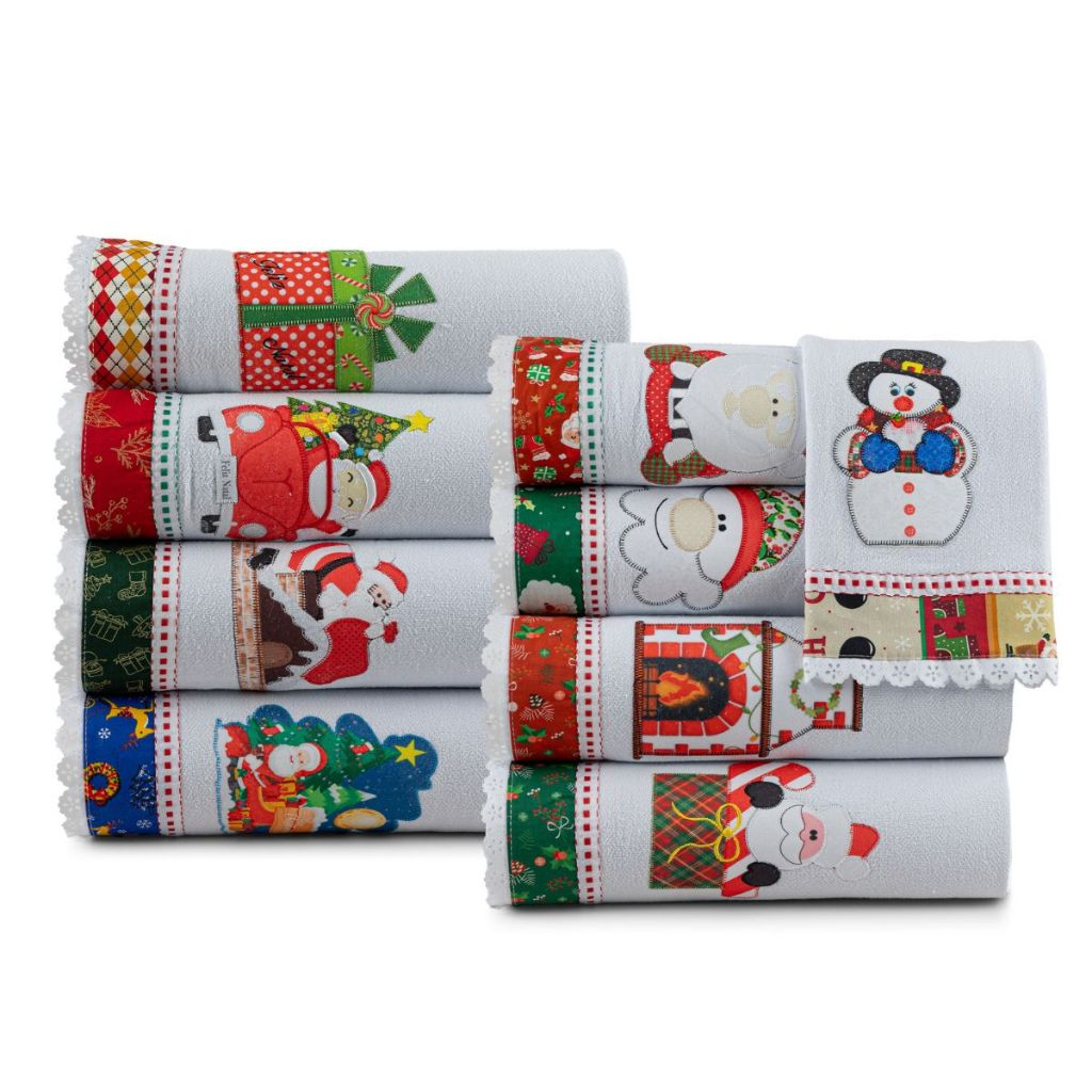 Kit de Pano de Prato Natalino Natal Grande Felpudo 70 x 50cm 100% Algodão