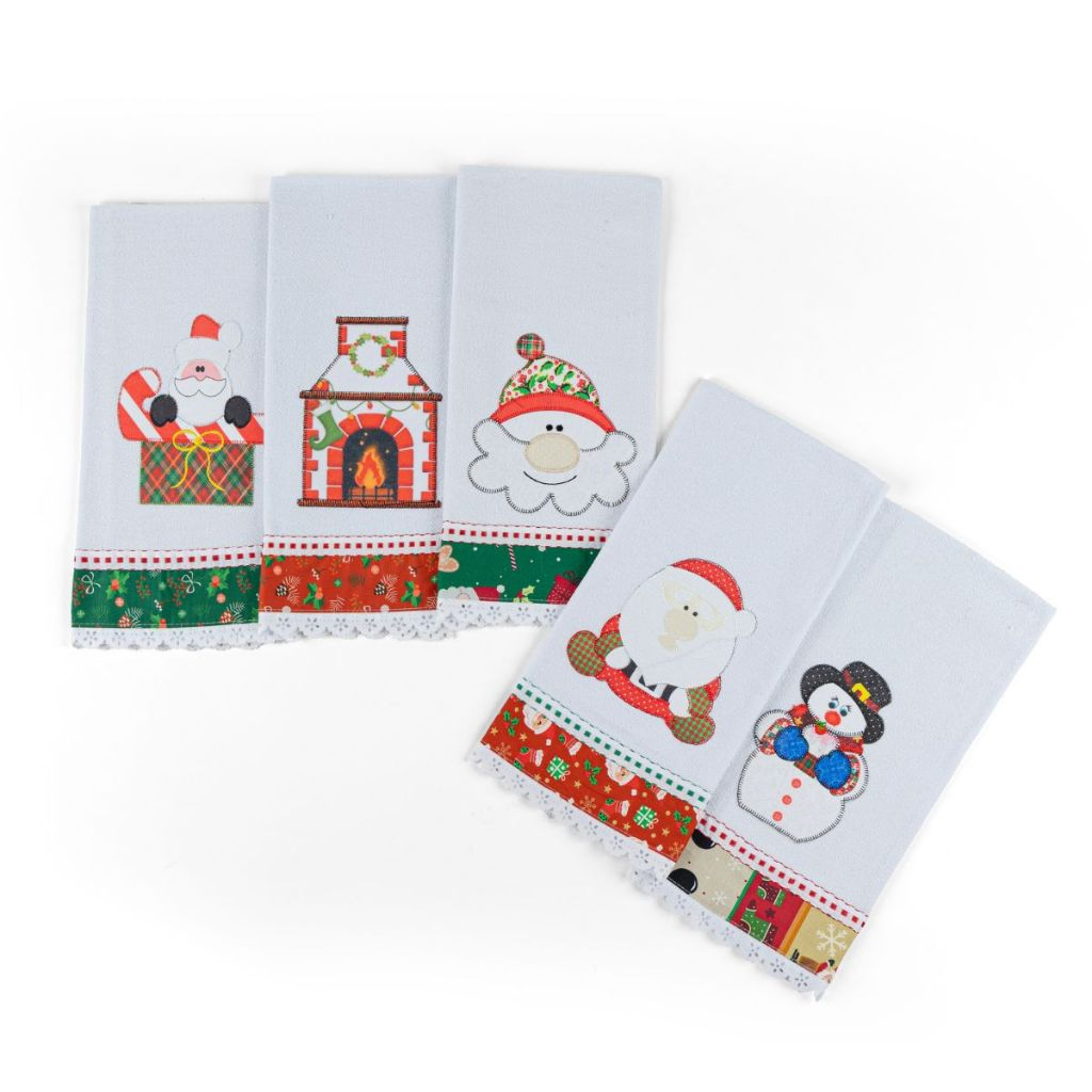 Kit de Pano de Prato Natalino Natal Grande Felpudo 70 x 50cm 100% Algodão