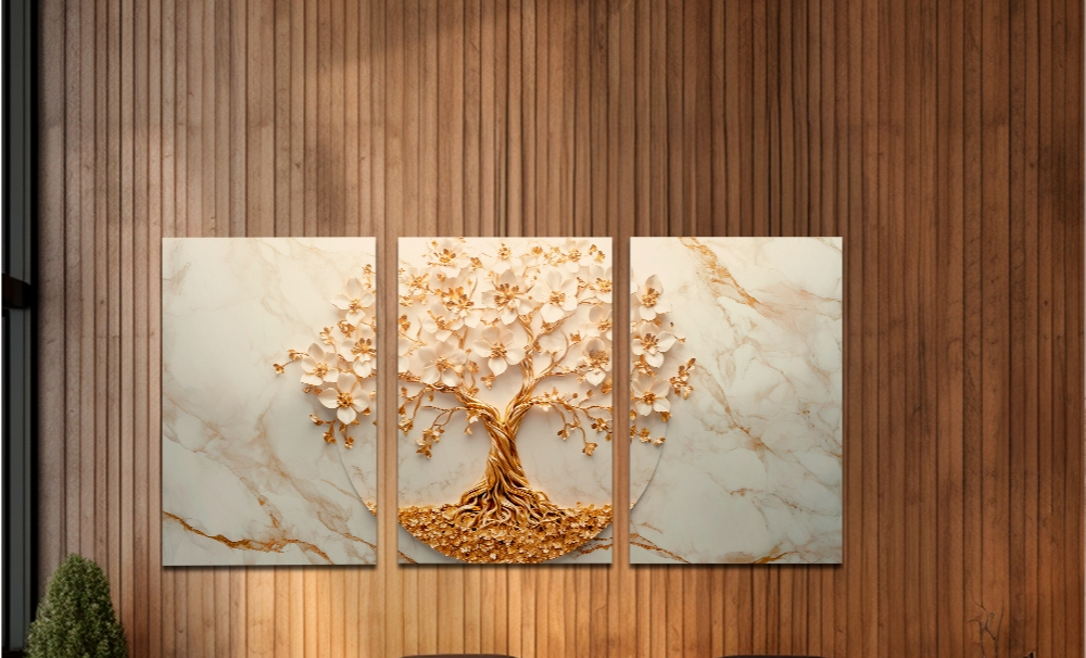 quadro decorativo grande arvore da vida petala branca mdf reflorestado sala