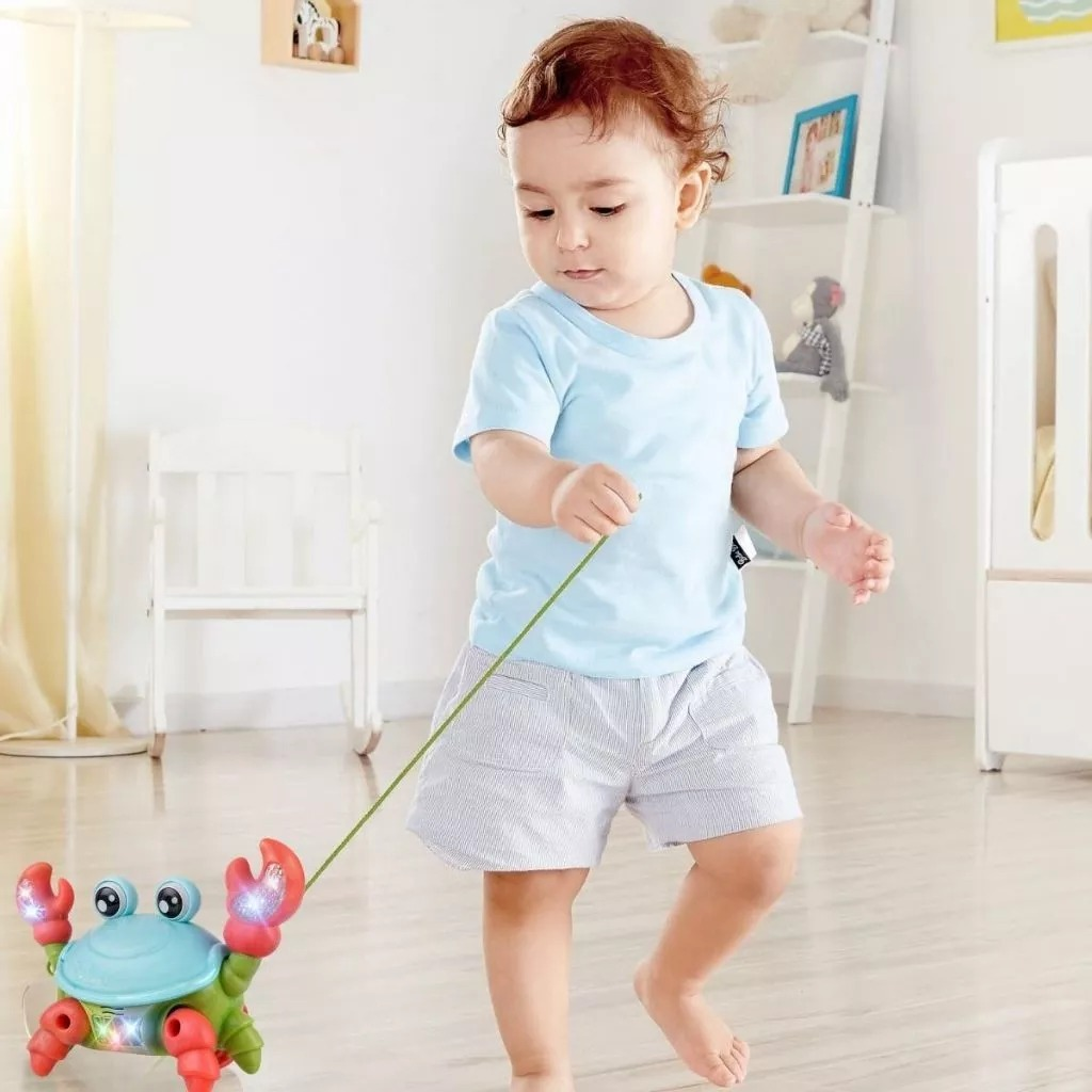 Brinquedo Caranguejo Fujão Musical Com Som Luz E Movimento Infantil Para Bebês Crianças