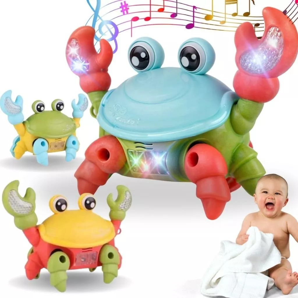 Brinquedo Caranguejo Fujão Musical Com Som Luz E Movimento Infantil Para Bebês Crianças