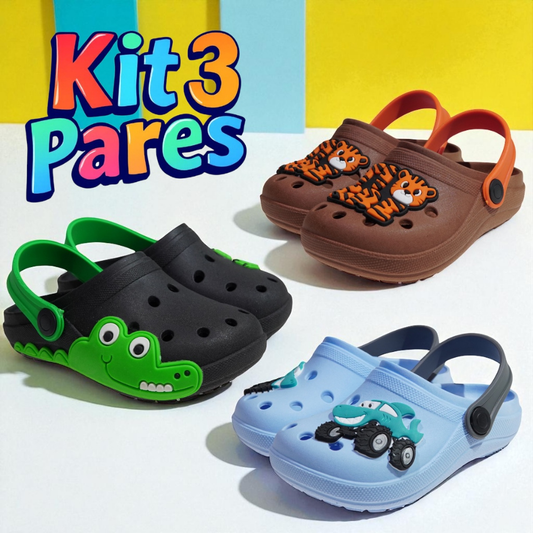 OFERTA-KIT 3 PARES DE SANDALIA BABUCHE INFANTIL PARA MENINO