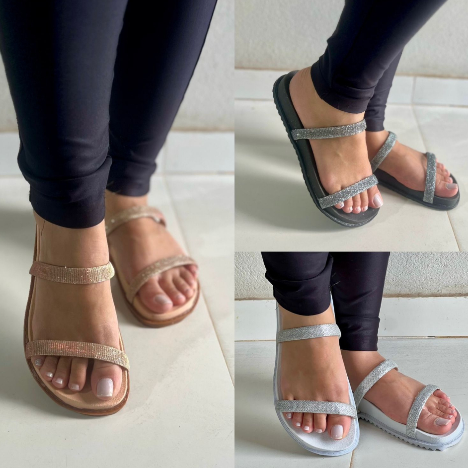 SANDÁLIA PAPETE COM TIRAS EM GLITTER