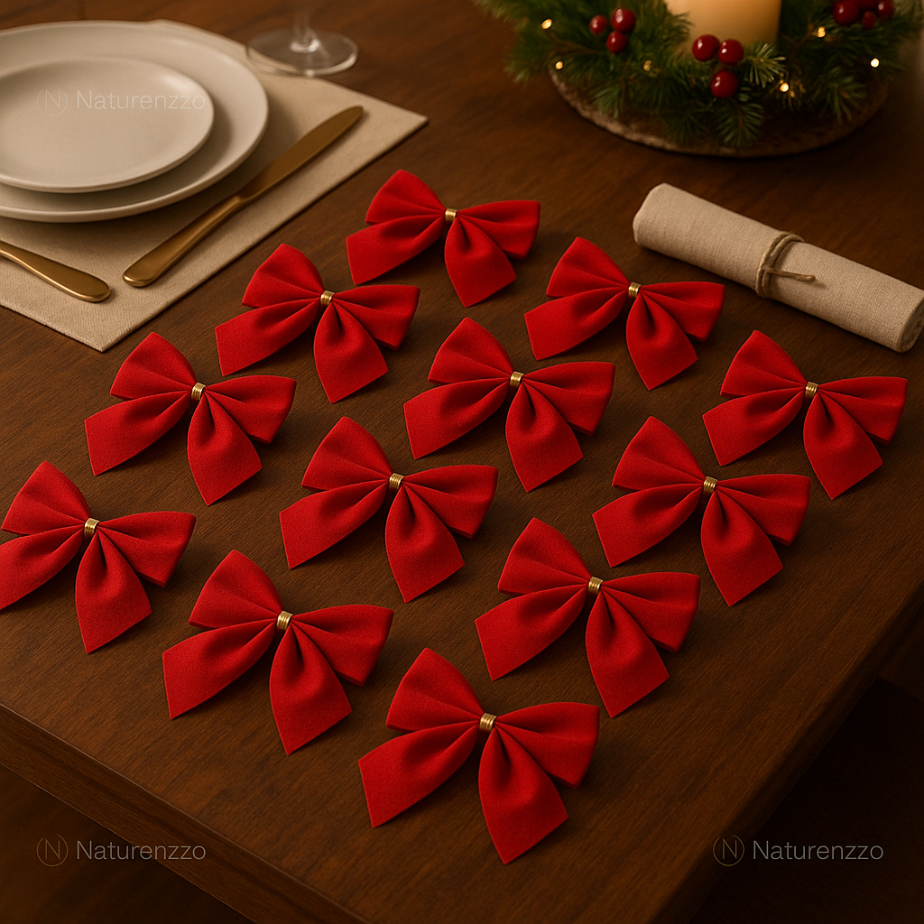 Kit 24 Laços De Natal Lacinho Enfeite Pendente Árvore Natal Dourado Vermelho Sortidos Decoração