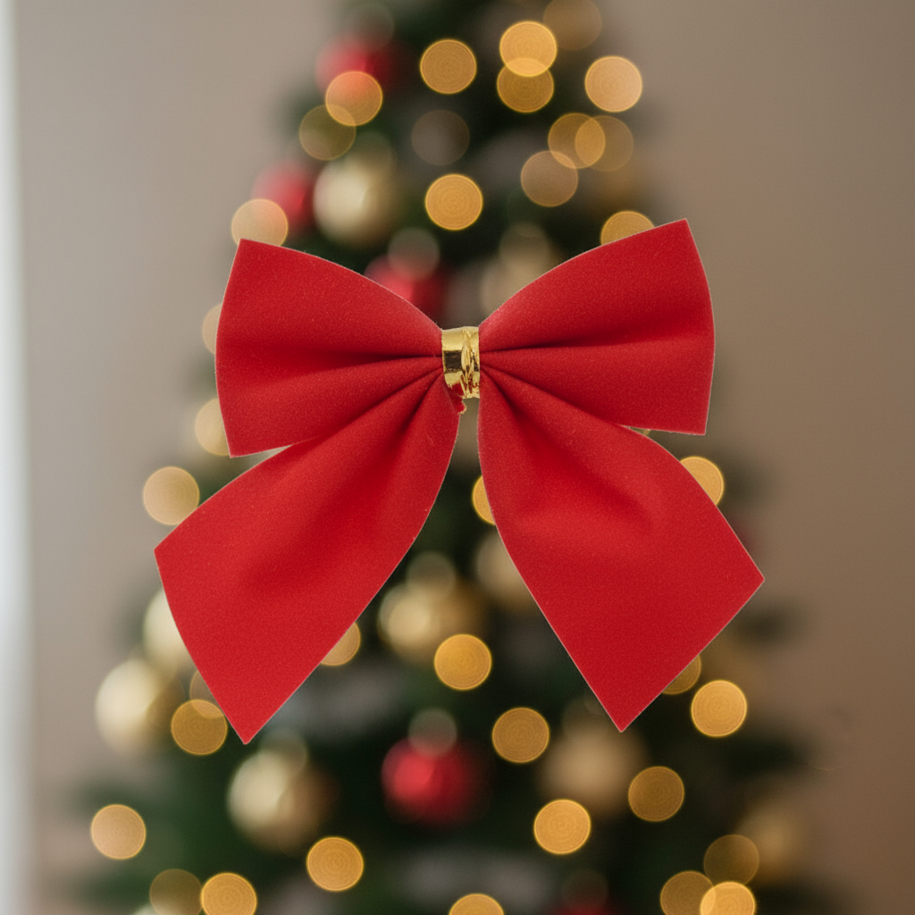 Kit 24 Laços De Natal Lacinho Enfeite Pendente Árvore Natal Dourado Vermelho Sortidos Decoração