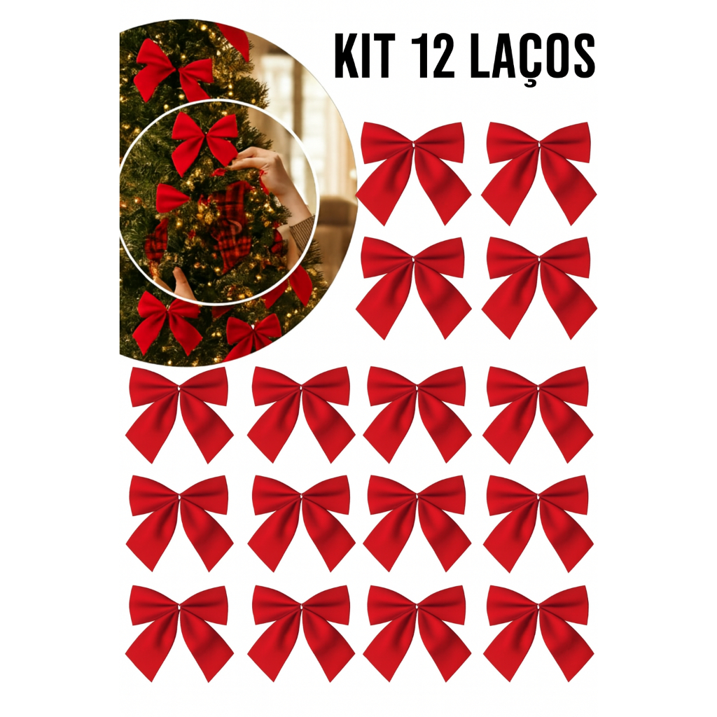 LAÇOS PARA ÁRVORE DE NATAL- KIT 12