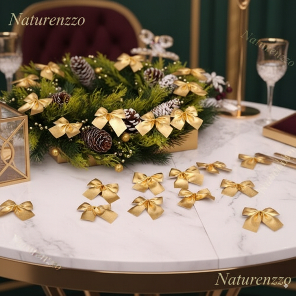 Kit 24 Laços De Natal Lacinho Enfeite Pendente Árvore Natal Dourado Vermelho Sortidos Decoração