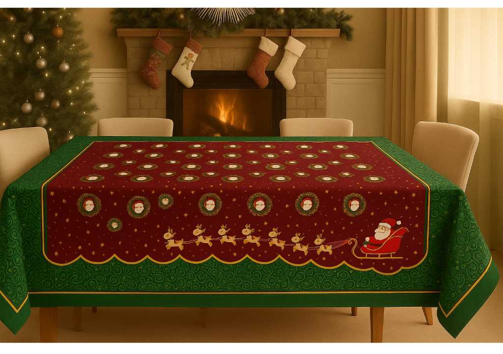 TOALHA DE MESA NATALINA EM OXFORD-VÁRIAS CORES