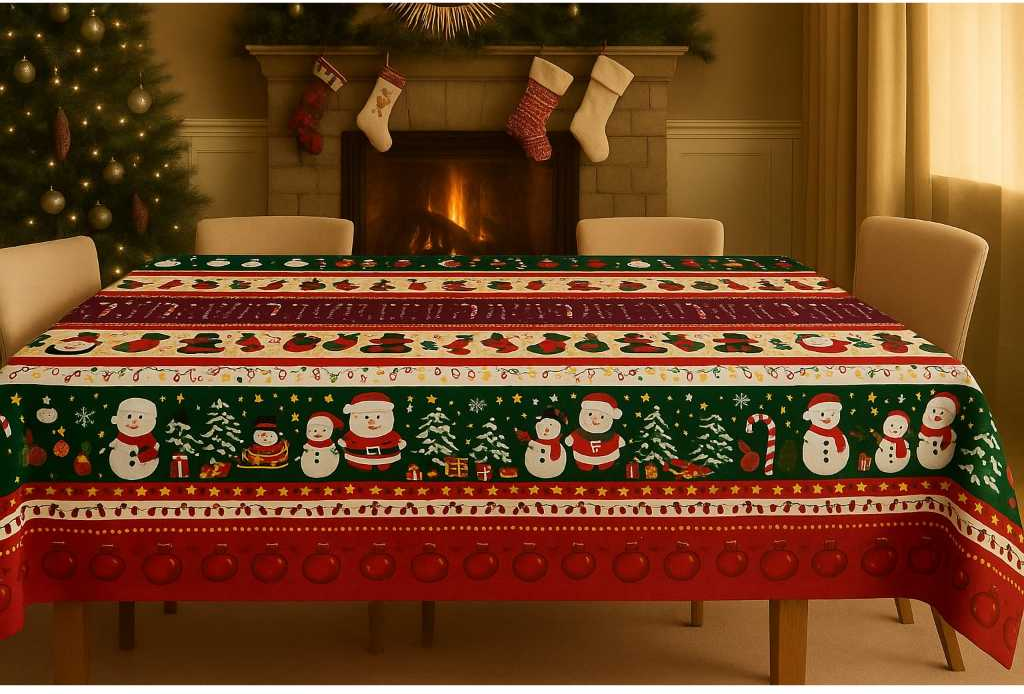 TOALHA DE MESA NATALINA EM OXFORD-VÁRIAS CORES
