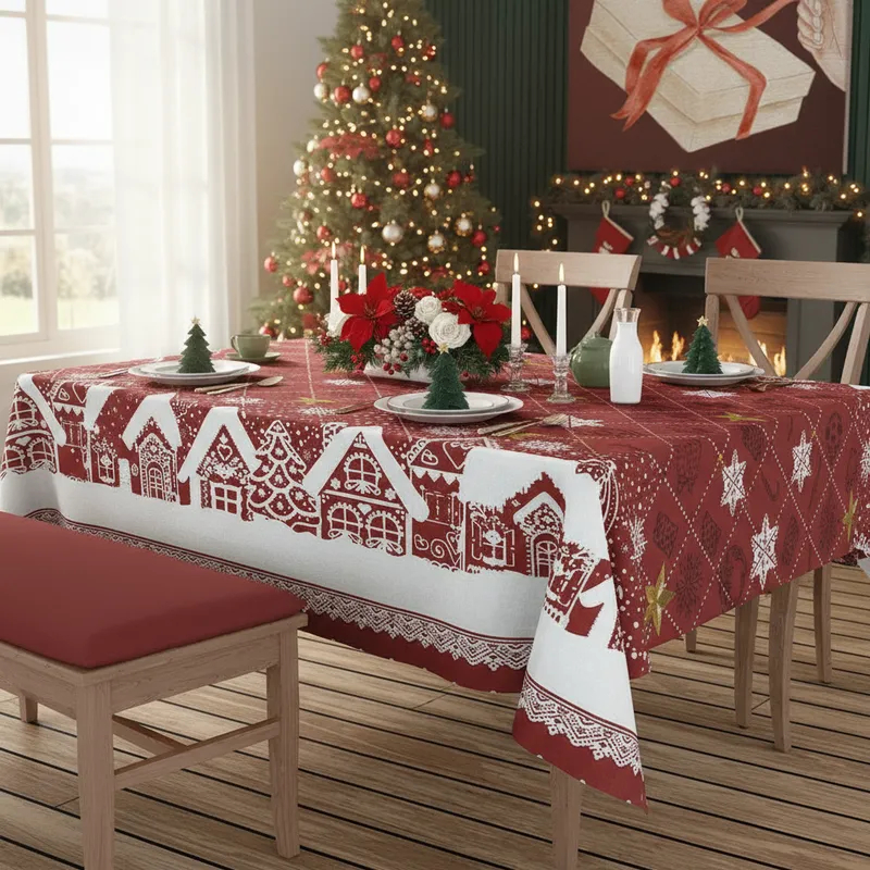 toalha mesa termica pvc impermeavel natal 2,00x1,40 6 lugares