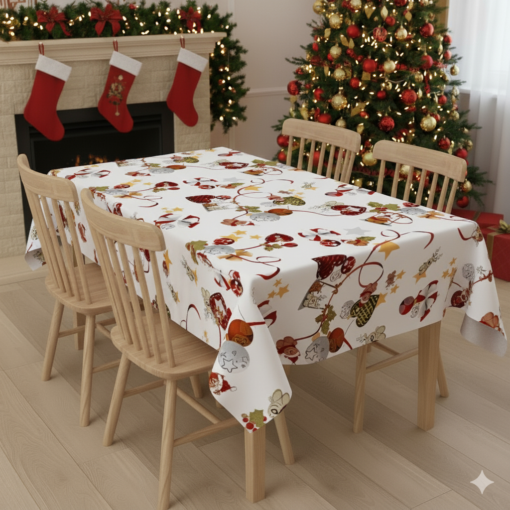 toalha mesa termica pvc impermeavel natal 2,00x1,40 6 lugares