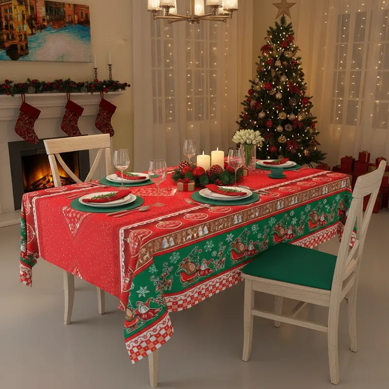 toalha mesa termica pvc impermeavel natal 2,00x1,40 6 lugares