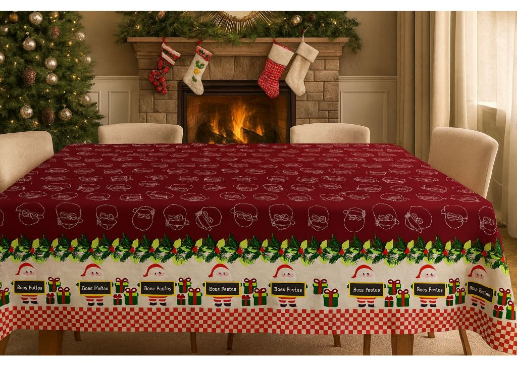 TOALHA DE MESA NATALINA EM OXFORD-VÁRIAS CORES
