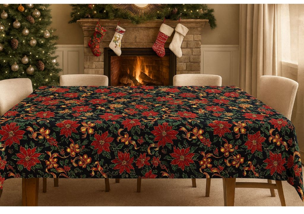 TOALHA DE MESA NATALINA EM OXFORD-VÁRIAS CORES