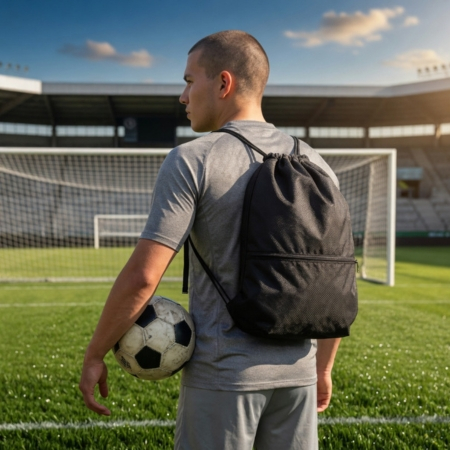 Mochila Bolsa Sacola Academia Esportiva Futebol Impermeável Preta com Zíper - 15 Litros Nylon