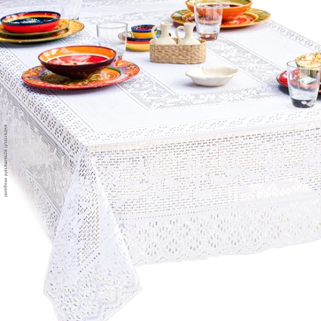 Toalha De Mesa Renda 6 Lugares Branca Coqueiro 1,60x2,00cm Retangular