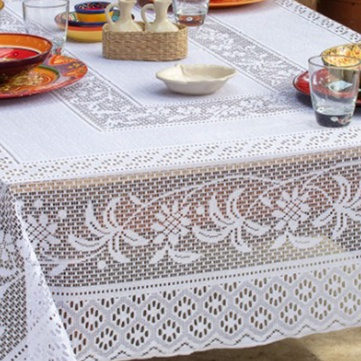 Toalha De Mesa Renda 6 Lugares Branca Coqueiro 1,60x2,00cm Retangular