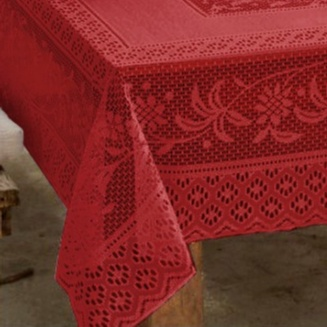 Toalha De Mesa de Renda Decoração Coqueiro Vermelha