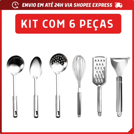 KIT 6 PEÇAS DE INOX PARA COZINHA