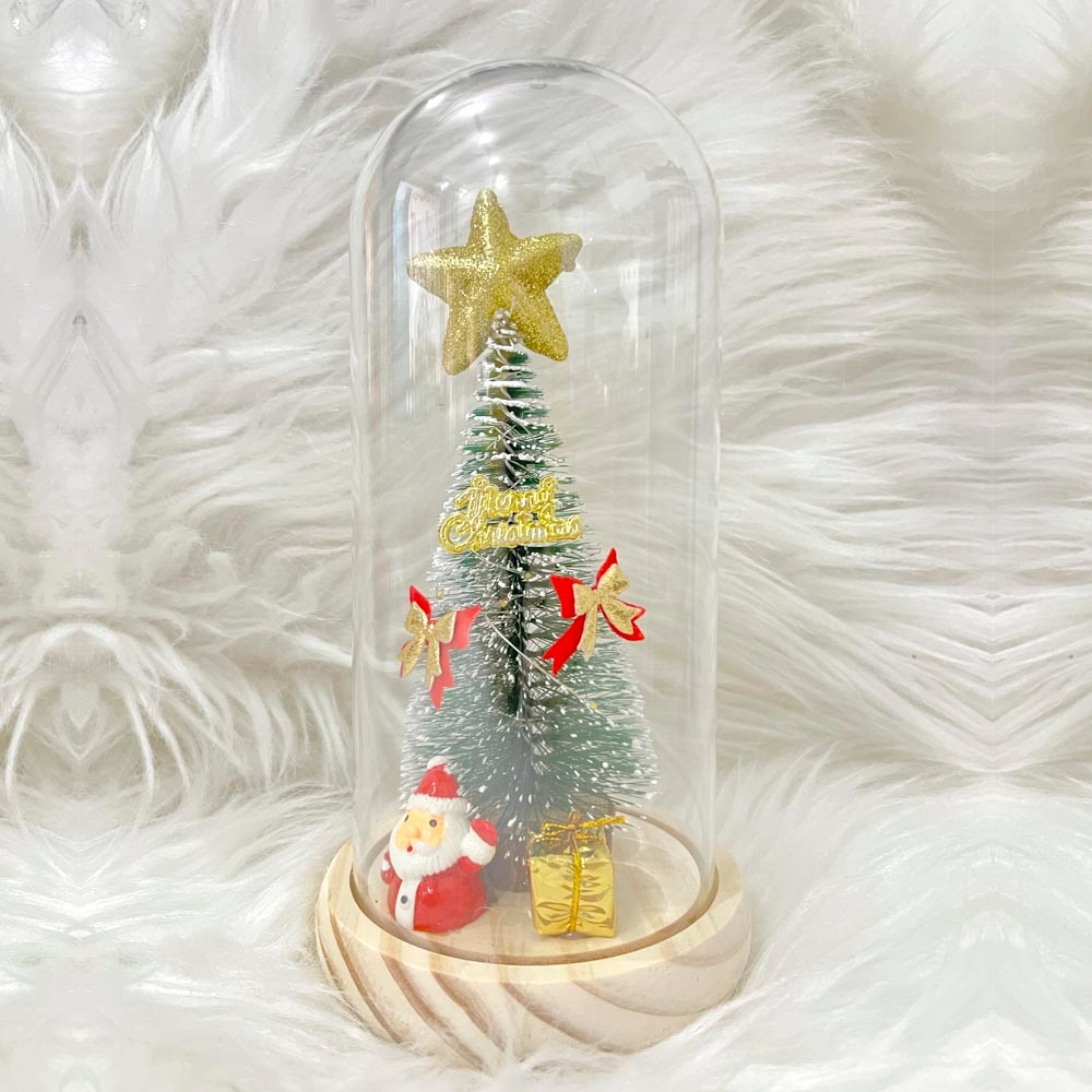 Mini Árvore de Natal Enfeitada Luxo Em Cúpula Com Led