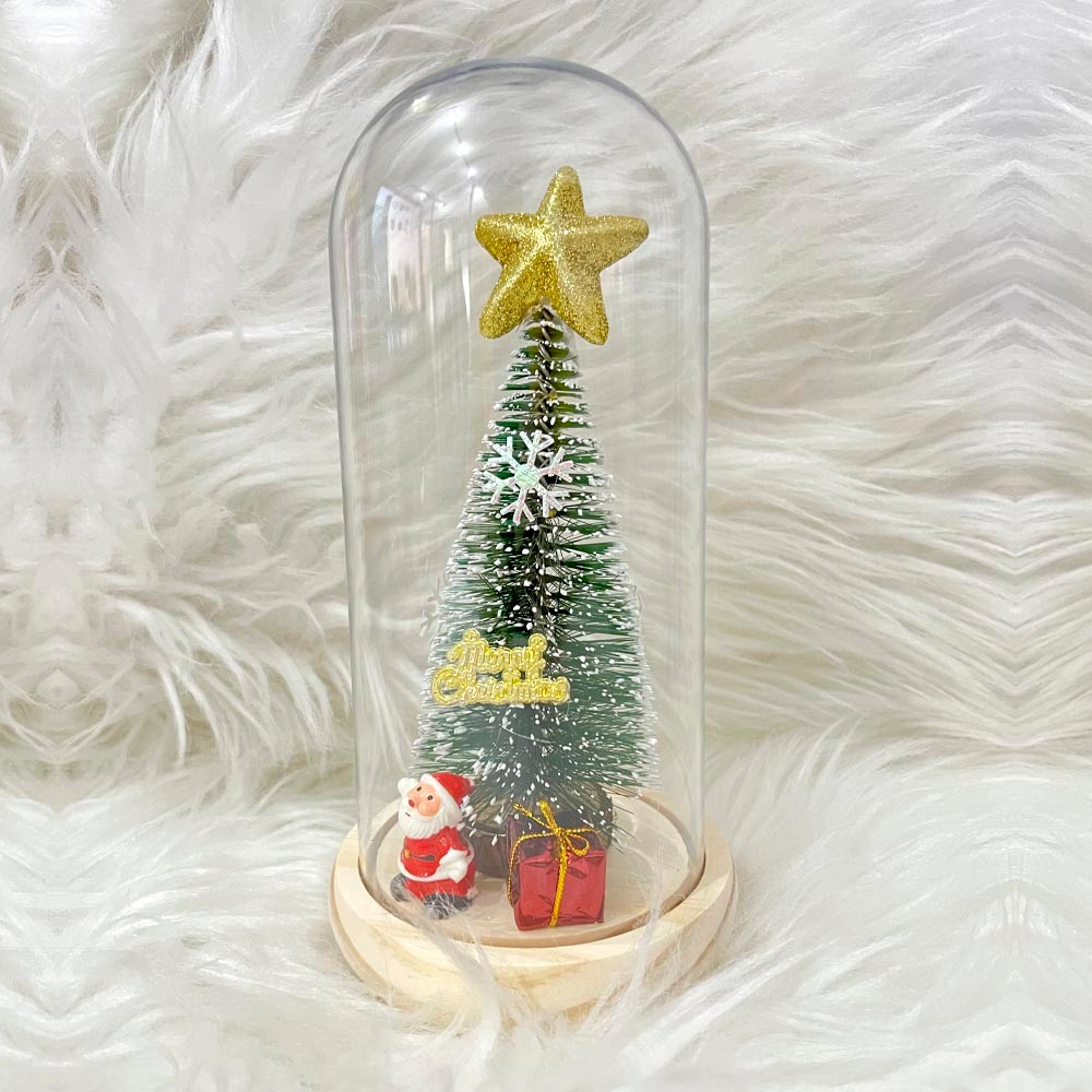 Mini Árvore de Natal Enfeitada Luxo Em Cúpula Com Led