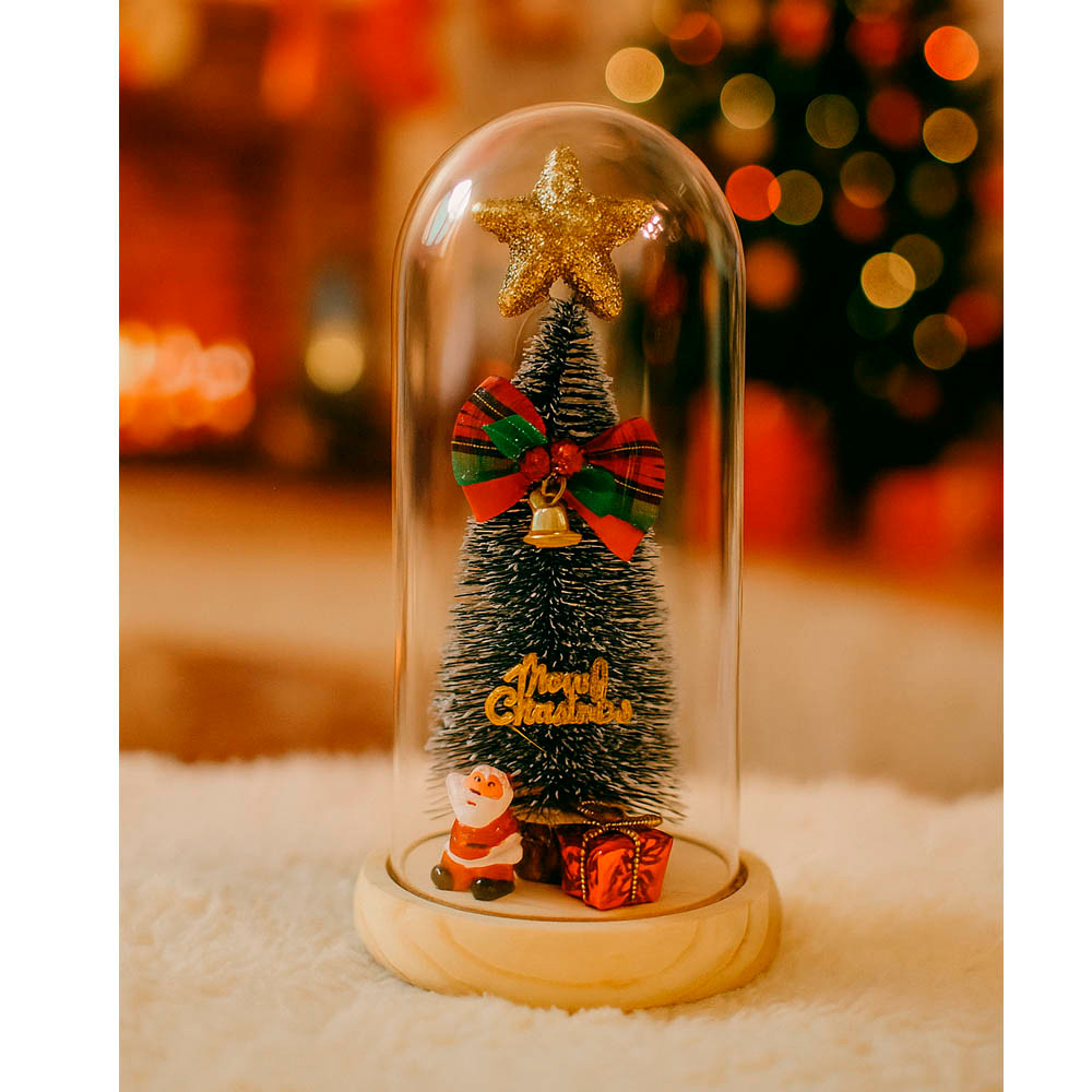 Mini Árvore de Natal Enfeitada Luxo Em Cúpula Com Led