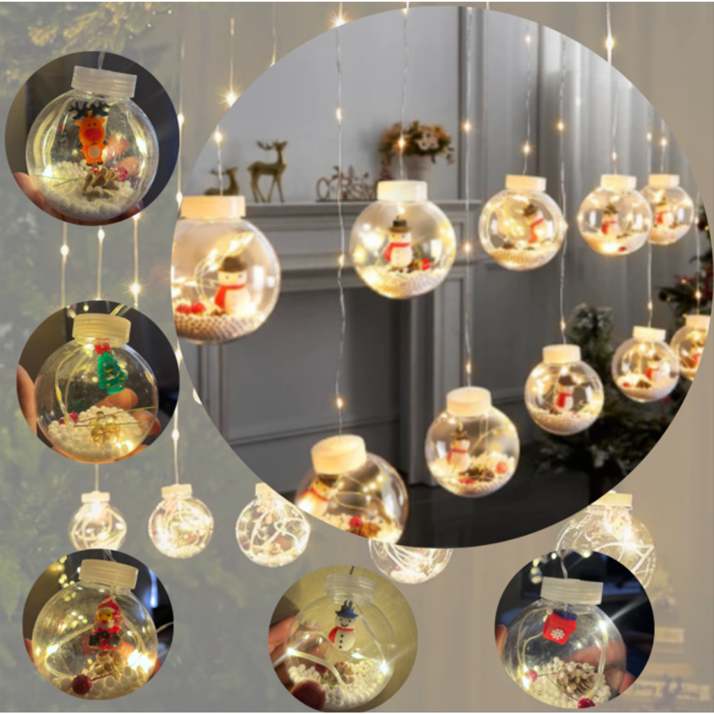 Cascata de Pisca Pisca Cortina De Luz Bolinhas Varal Decoração Natal 3 metros 100 Leds