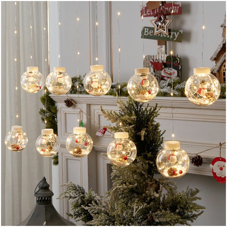 Cascata de Pisca Pisca Cortina De Luz Bolinhas Varal Decoração Natal 3 metros 100 Leds